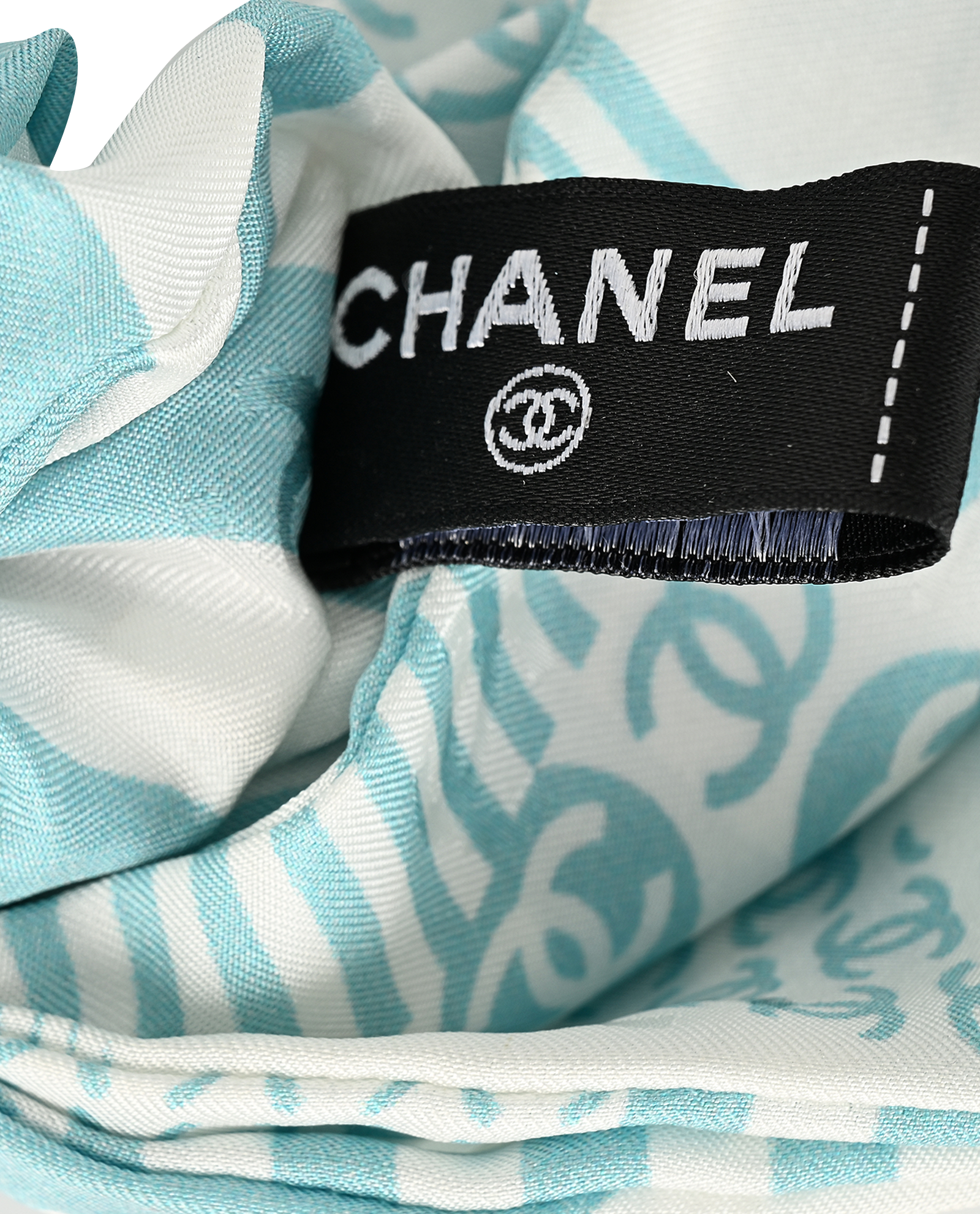 Chanel CC Bow Scrunchie, &pound;275, Accessories, Blue/White, Silk, Other view